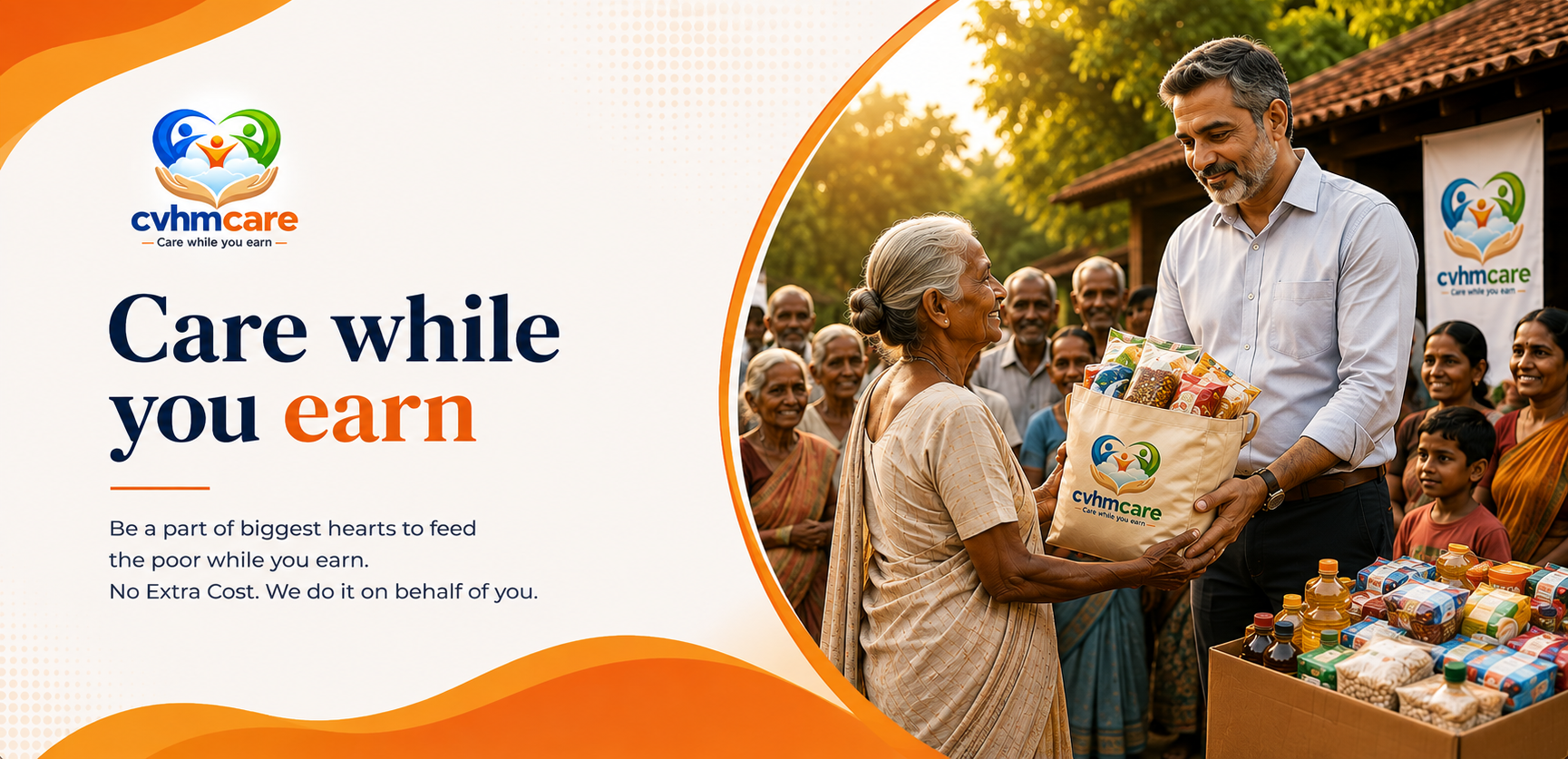 CVHM Care — Care while you earn. Be a part of the biggest hearts to feed the poor while you earn, no extra cost, we do it on behalf of you.